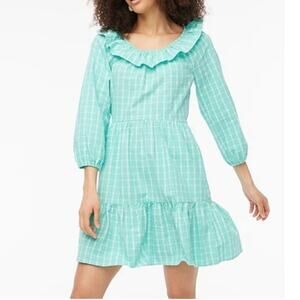 J.Crew Seersucker Cottagecore Ruffle Dress 6 Mint Green Prairie Whimsy Fairy NWT